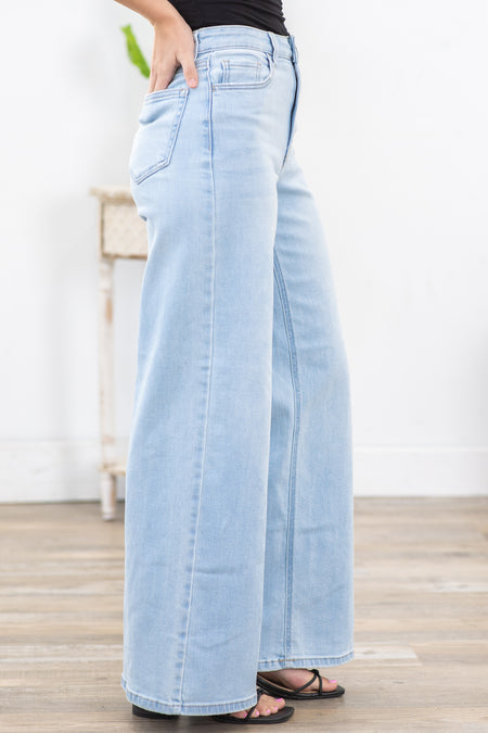 Cello High Light Wash Rise Wide Leg Jean