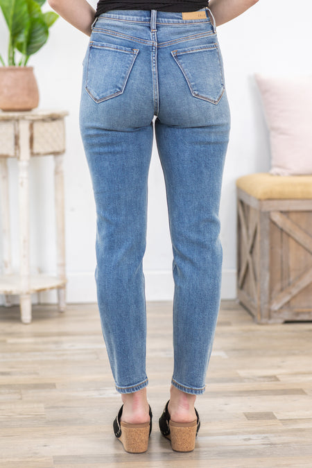 Cello Medium Wash High Rise Mom Jean