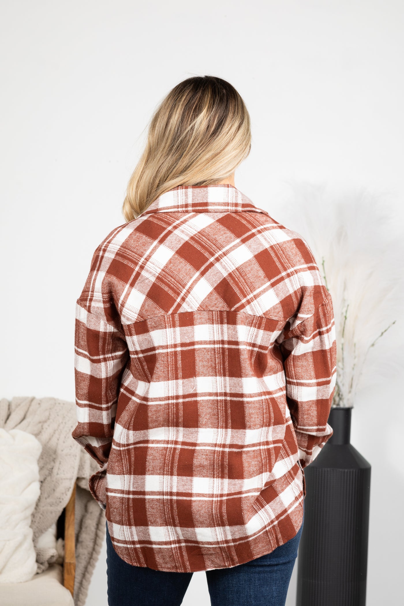 Chestnut Plaid Print Shacket