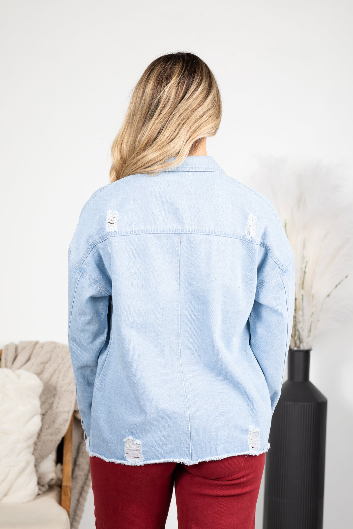 Denim Button Front Pockets Denim Jacket