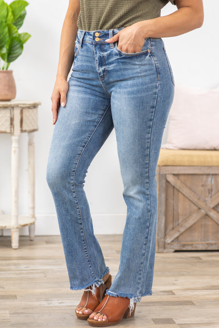 Judy Blue Medium Wash Fray Hem Jeans