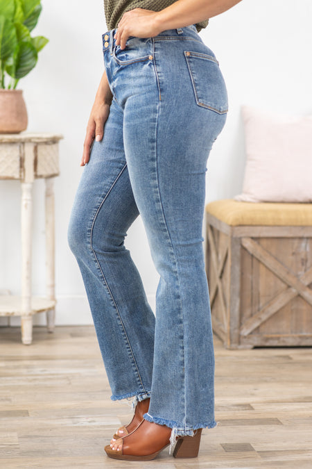 Judy Blue Medium Wash Fray Hem Jeans