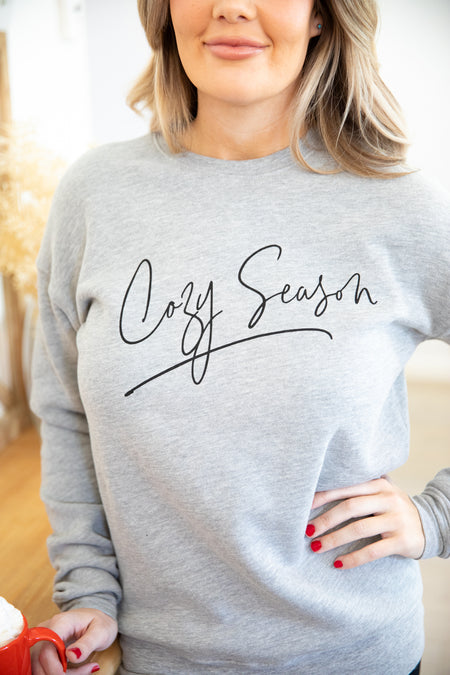 Heather Grey Cozy Season Graphic Sweatshirt