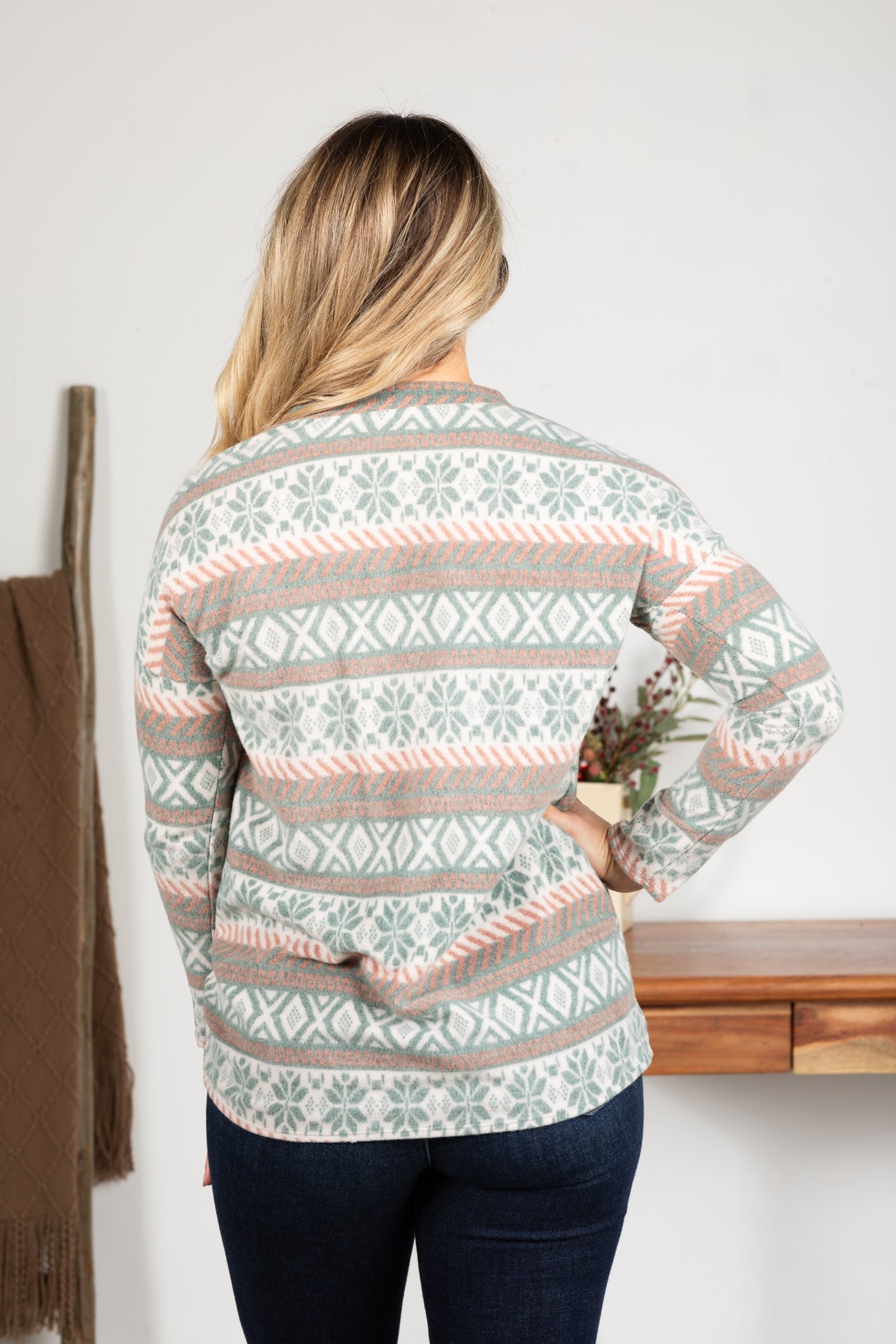 Mint Brushed Knit Holiday Top