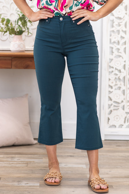 YMI Teal Hyperstretch Cropped Flare Pants