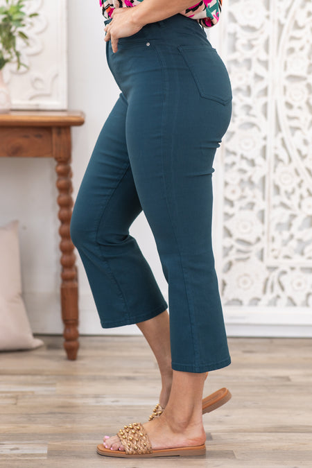 YMI Teal Hyperstretch Cropped Flare Pants