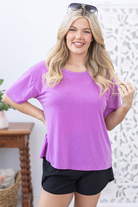 Orchid Crewneck Short Sleeve Knit Top