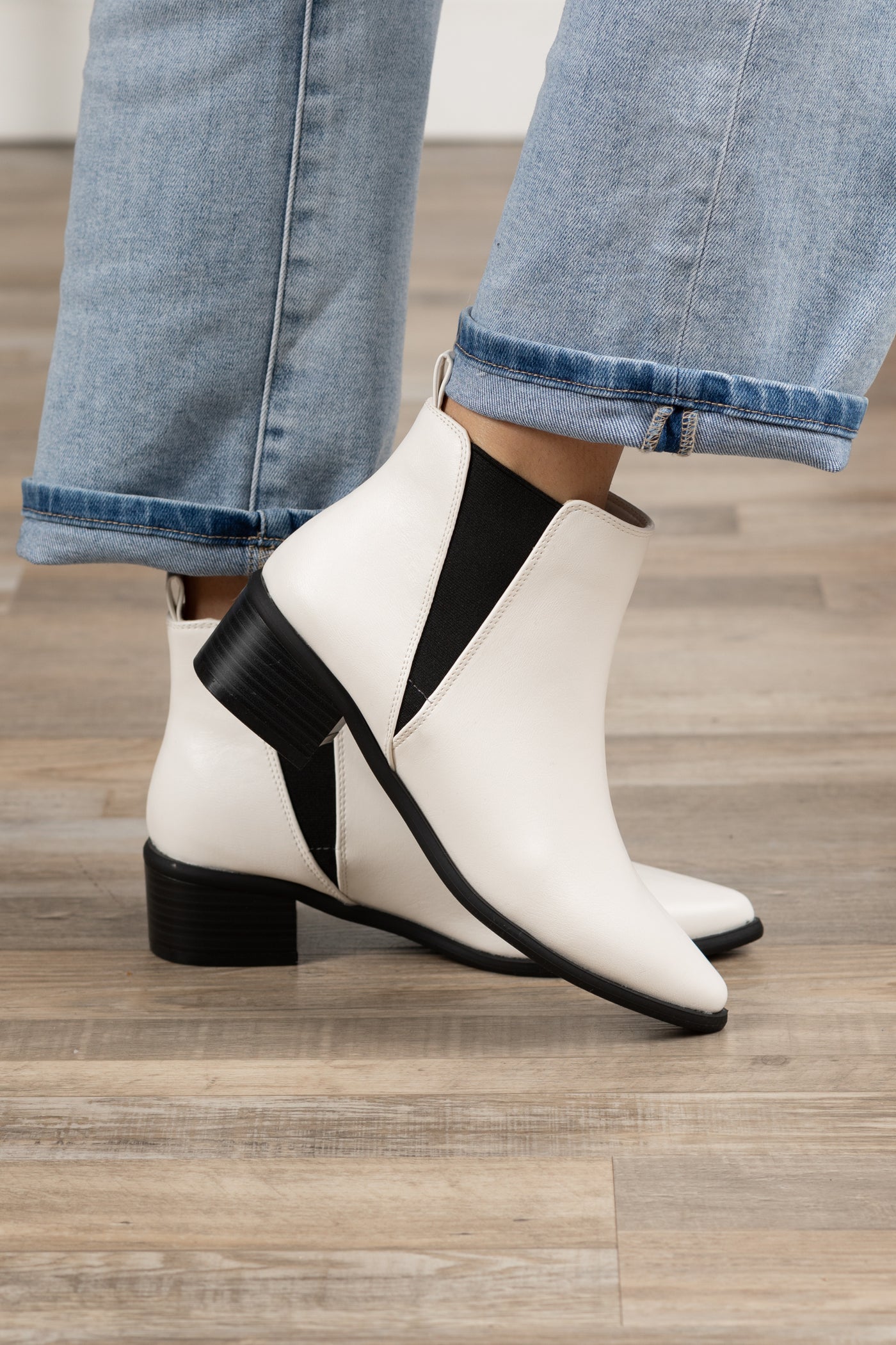 Faux Leather Pointed Toe Booties