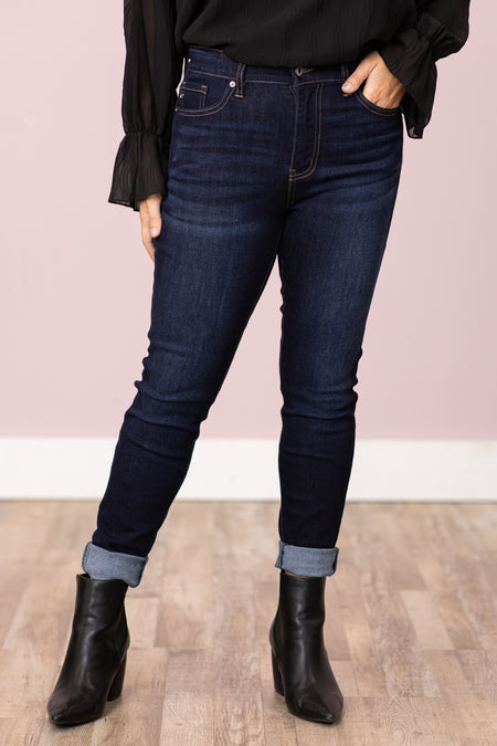 Kancan Dark Wash Mid Rise Super Skinny Jeans