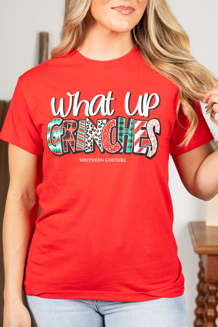 Red What Up Grinches Graphic Tee