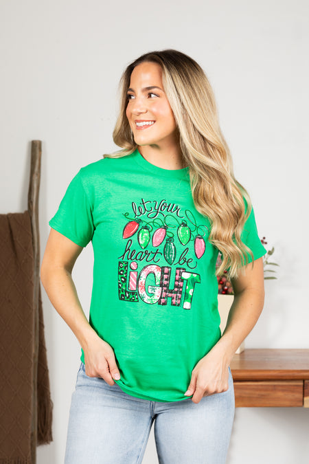 Green Let Your Heart Be Light Graphic Tee