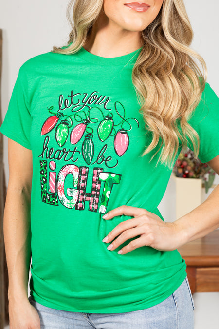 Green Let Your Heart Be Light Graphic Tee