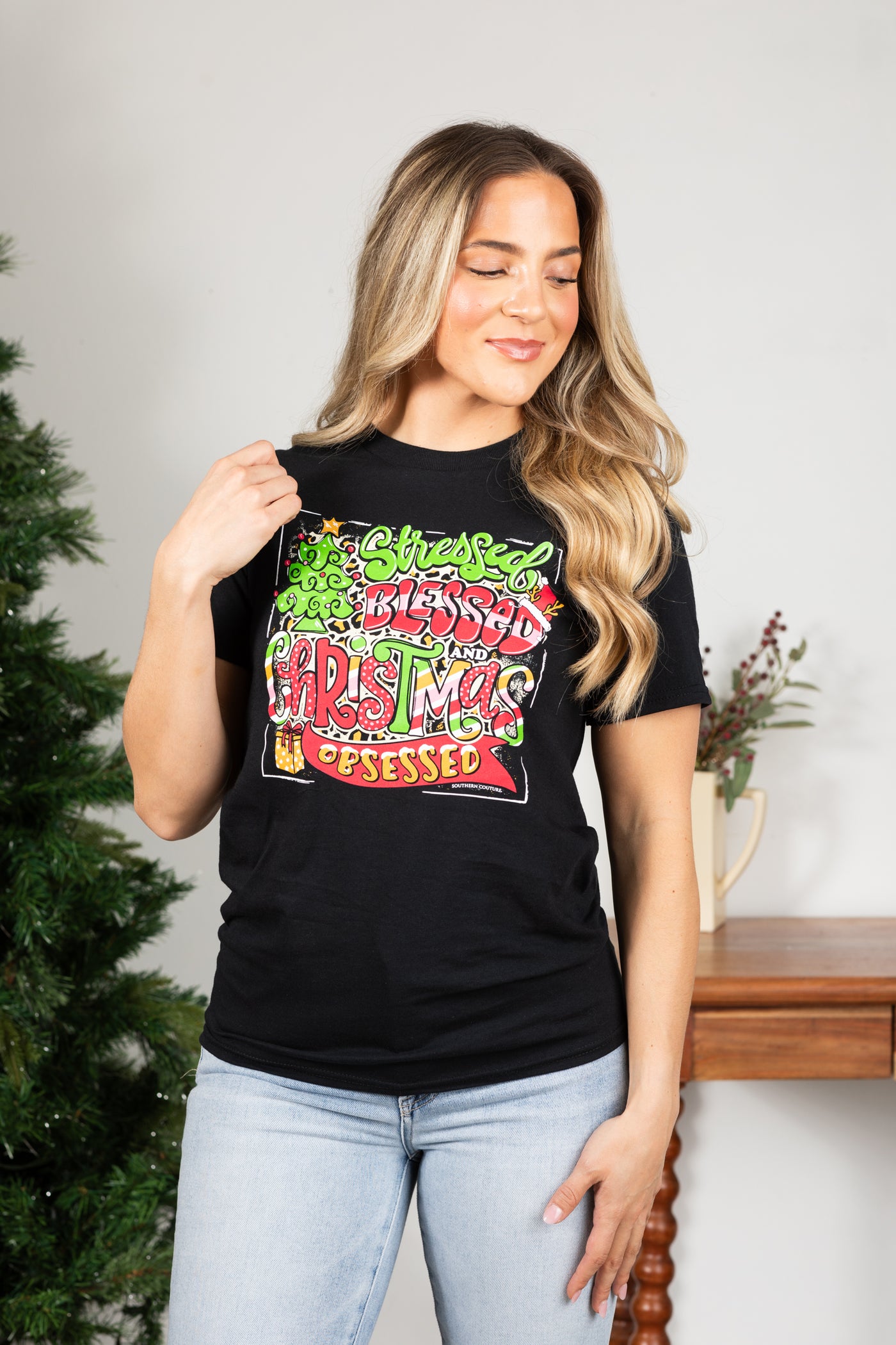 Black Christmas Obsessed Graphic Tee