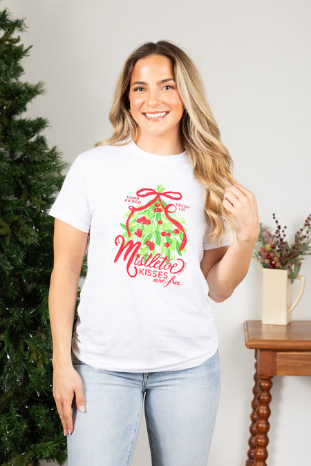 Off White Mistletoe Kisses Graphic Tee