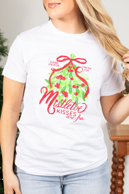 Off White Mistletoe Kisses Graphic Tee