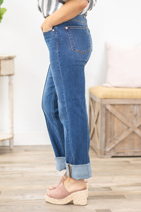 Judy Blue Front Seam Detail Cuff Straight Jean