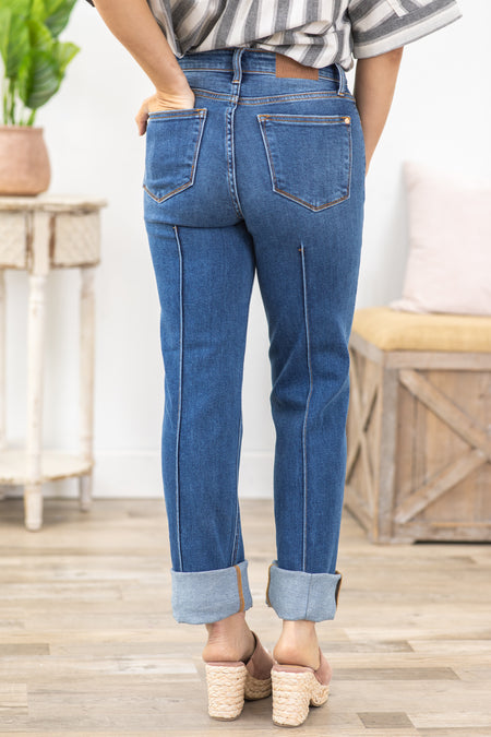 Judy Blue Front Seam Detail Cuff Straight Jean