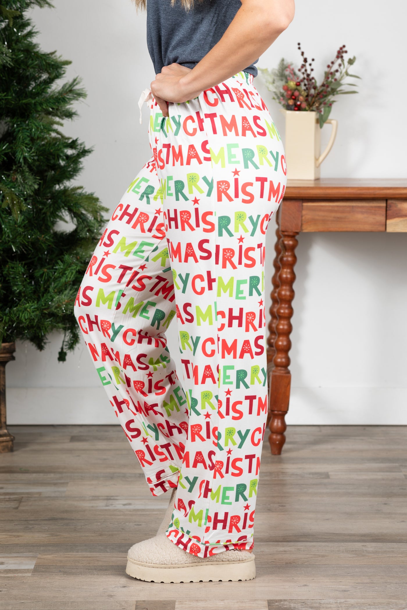 White Merry Christmas PJ Pants