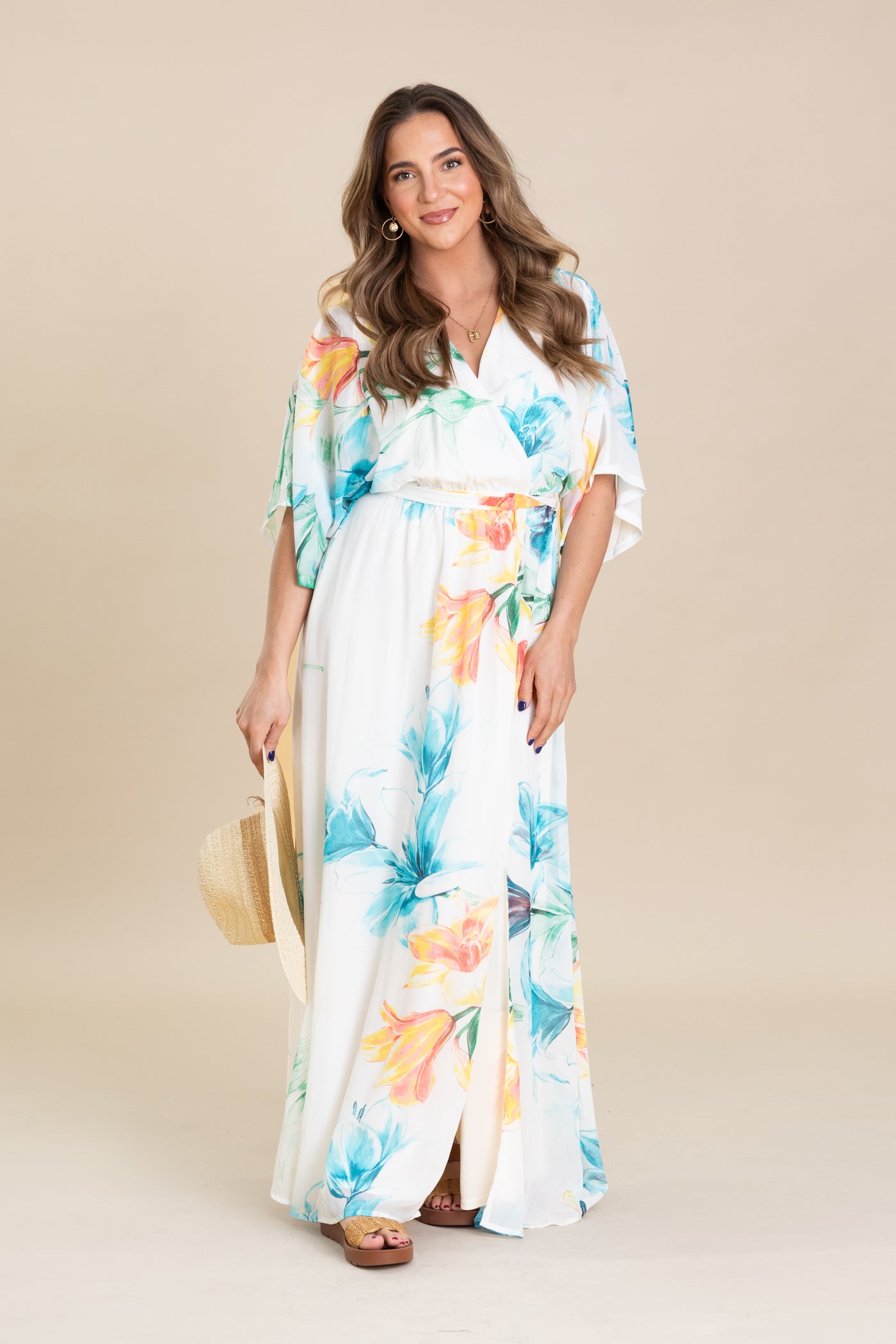 Aqua Tropical Multicolor Maxi Dress