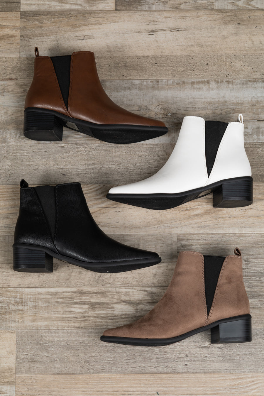 Faux Leather Pointed Toe Booties