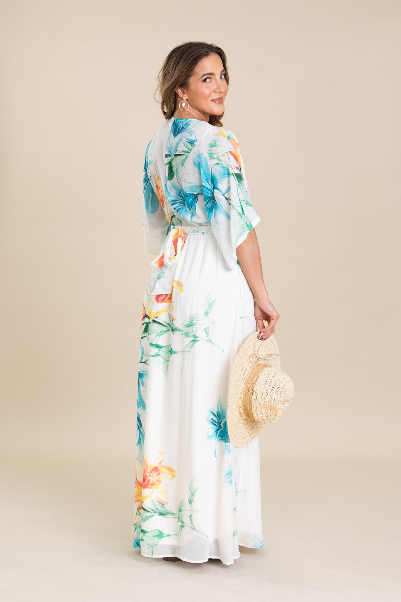 Aqua Tropical Multicolor Maxi Dress