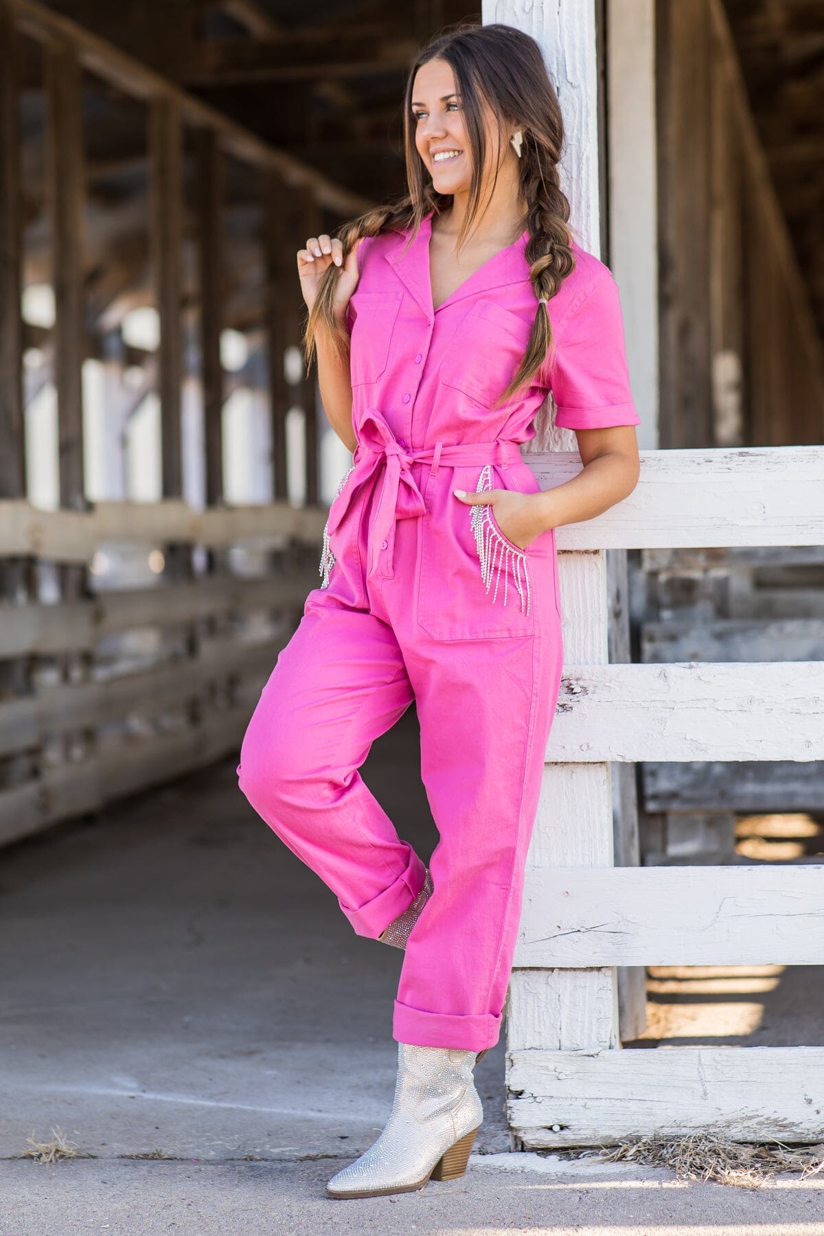 Nikkie Hot Pink Denim Jumpsuit – Rodéo Boutique
