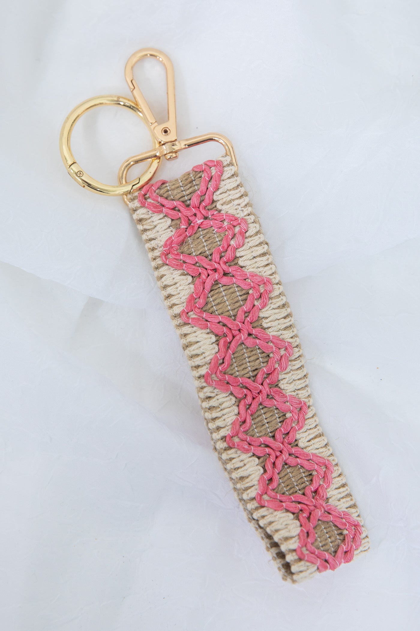 Pink Boho Wave Pattern Keychain