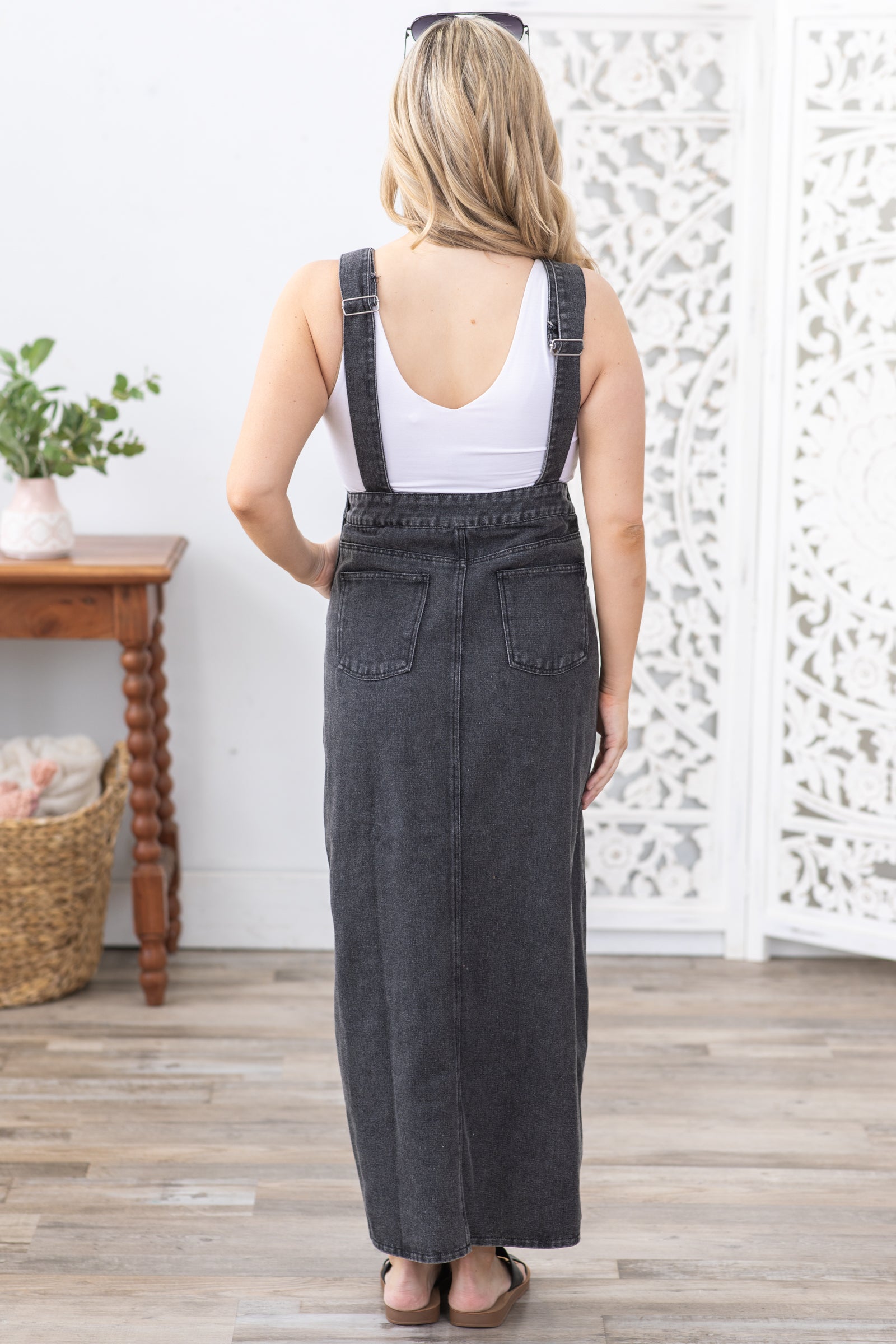 Hyfve Women s Black Washed Denim Overall Dress Size M