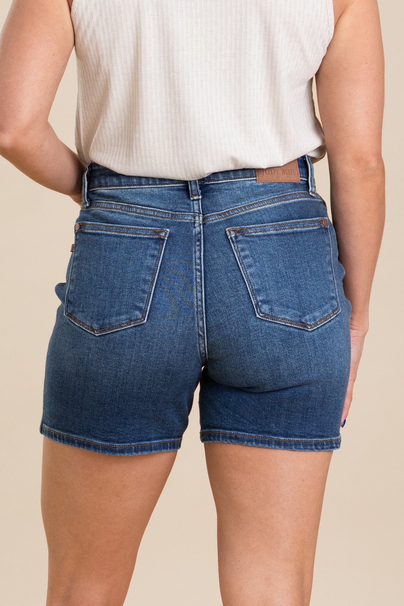 Judy Blue Dark 2 Button Dad Denim Shorts