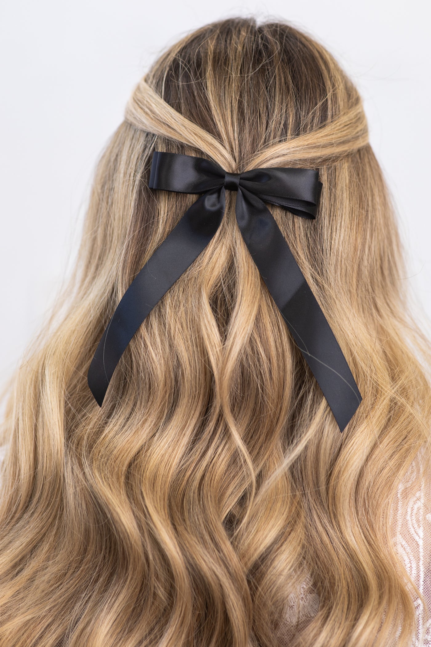 Black Satin Bow Hair Clip