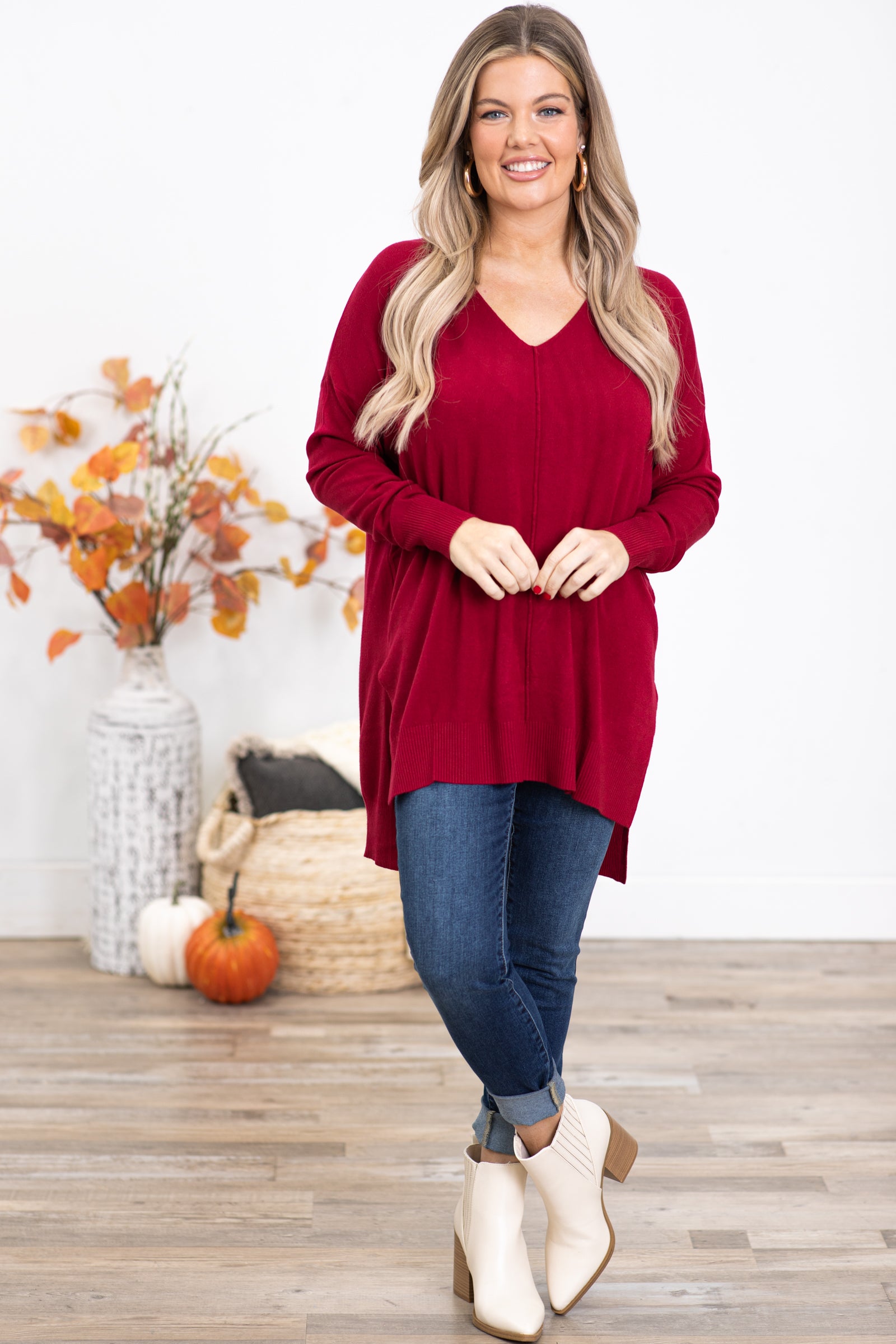 Lightweight red store sweater