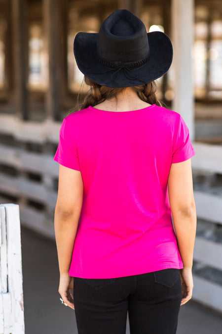 Hot Pink Rhinestone Studded Top With Cutouts - Filly Flair