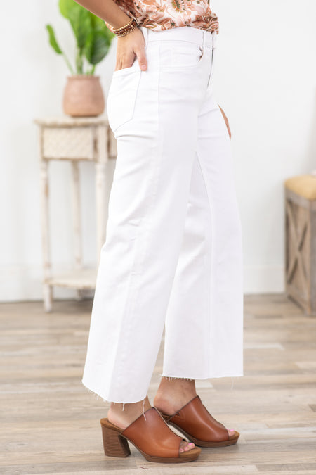 Lovervet White High Rise Crop Wide Leg Jeans