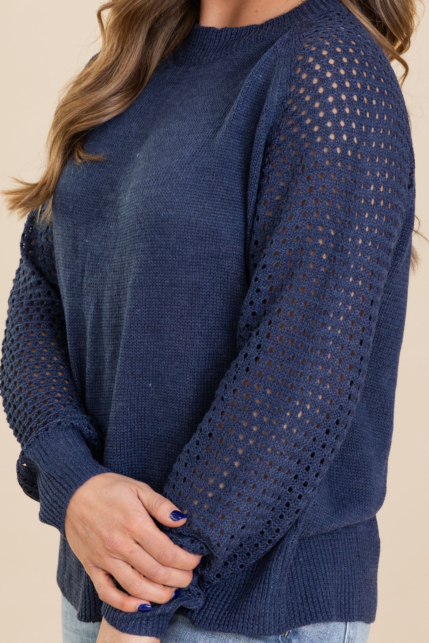 Lightweight Knit Pullover Top With Pointelle