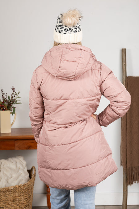 Puffer Jacket With Drawstring Hoodie