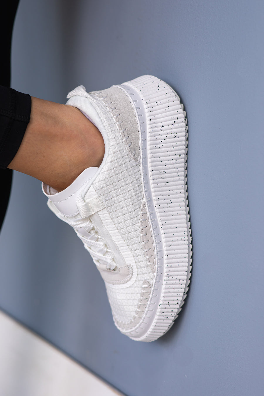 White Platform Knit Sneakers