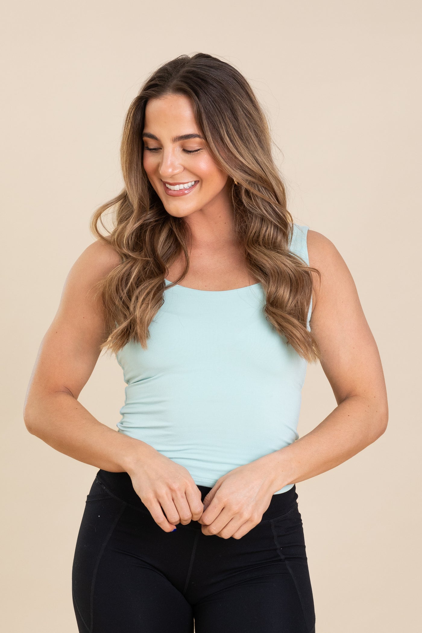 Basic Double Layer Scoop Neck Tank Top