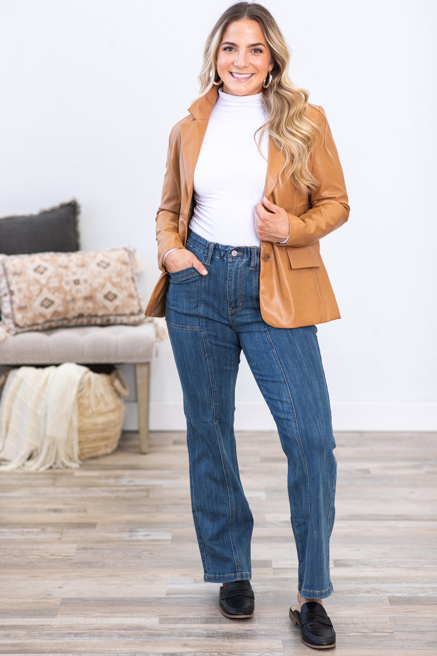Risen Taupe Wide Leg Tummy Control Jeans · Filly Flair
