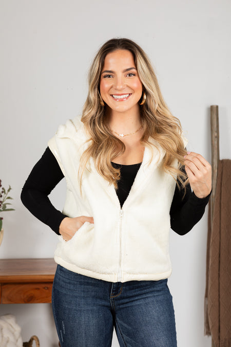 Plush Faux Fur Zip Up Vest