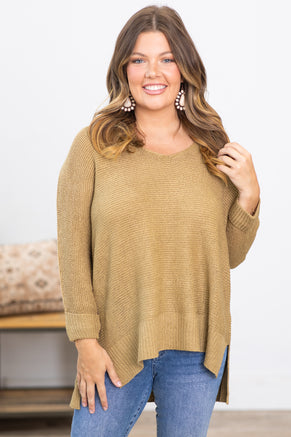 Sage V-Neck Lightweight Slouchy Sweater