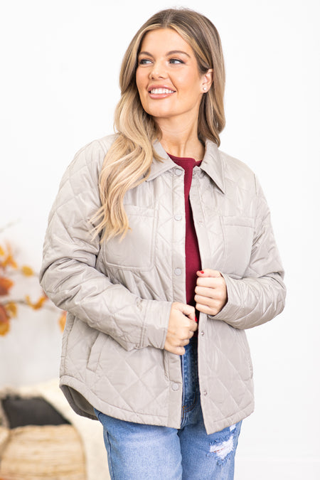 Beige Diamond Quilted Jacket