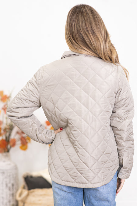 Beige Diamond Quilted Jacket