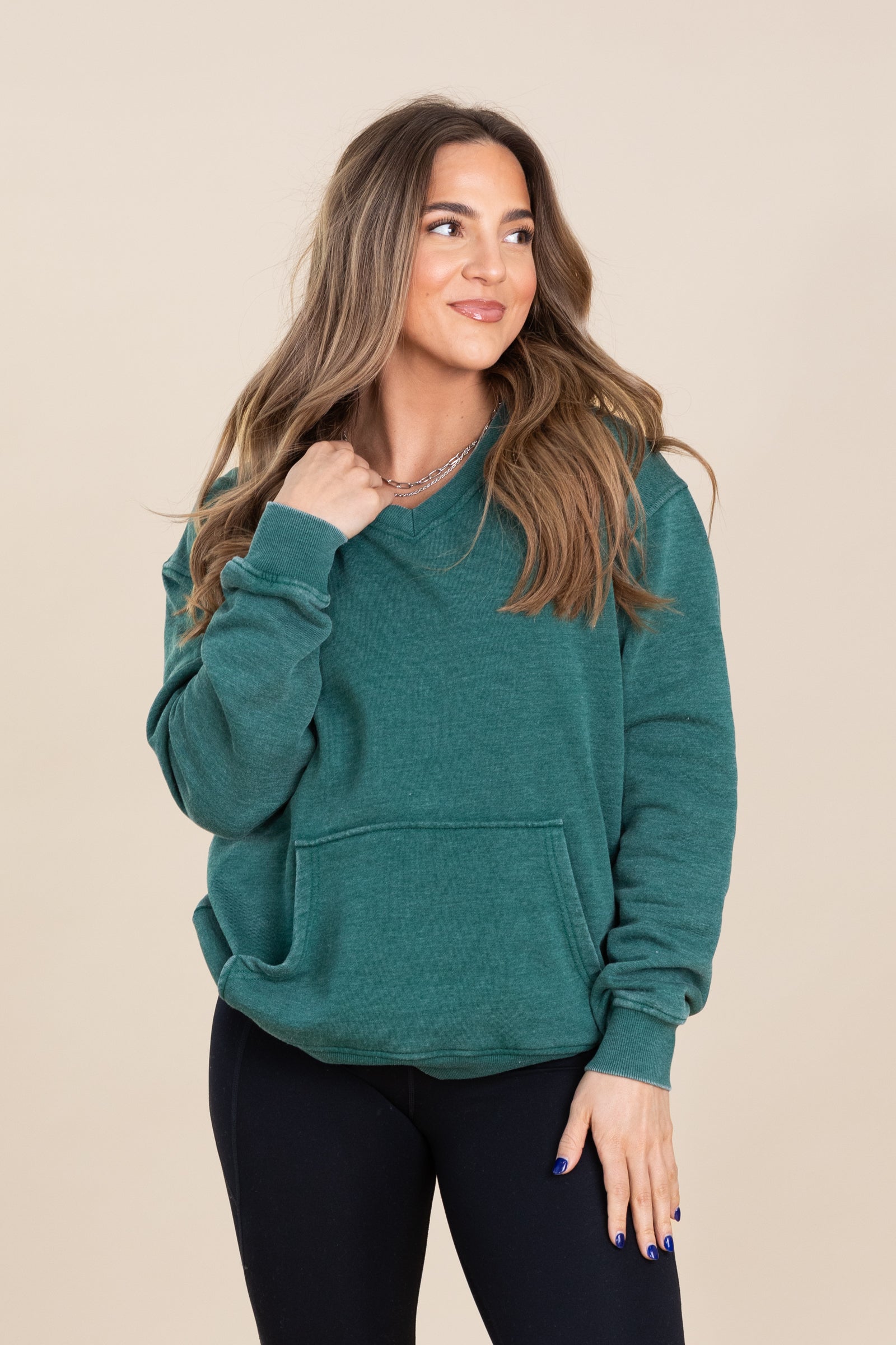 Pigment Dyed Cozy Campfire V-Neck Sweatshirt