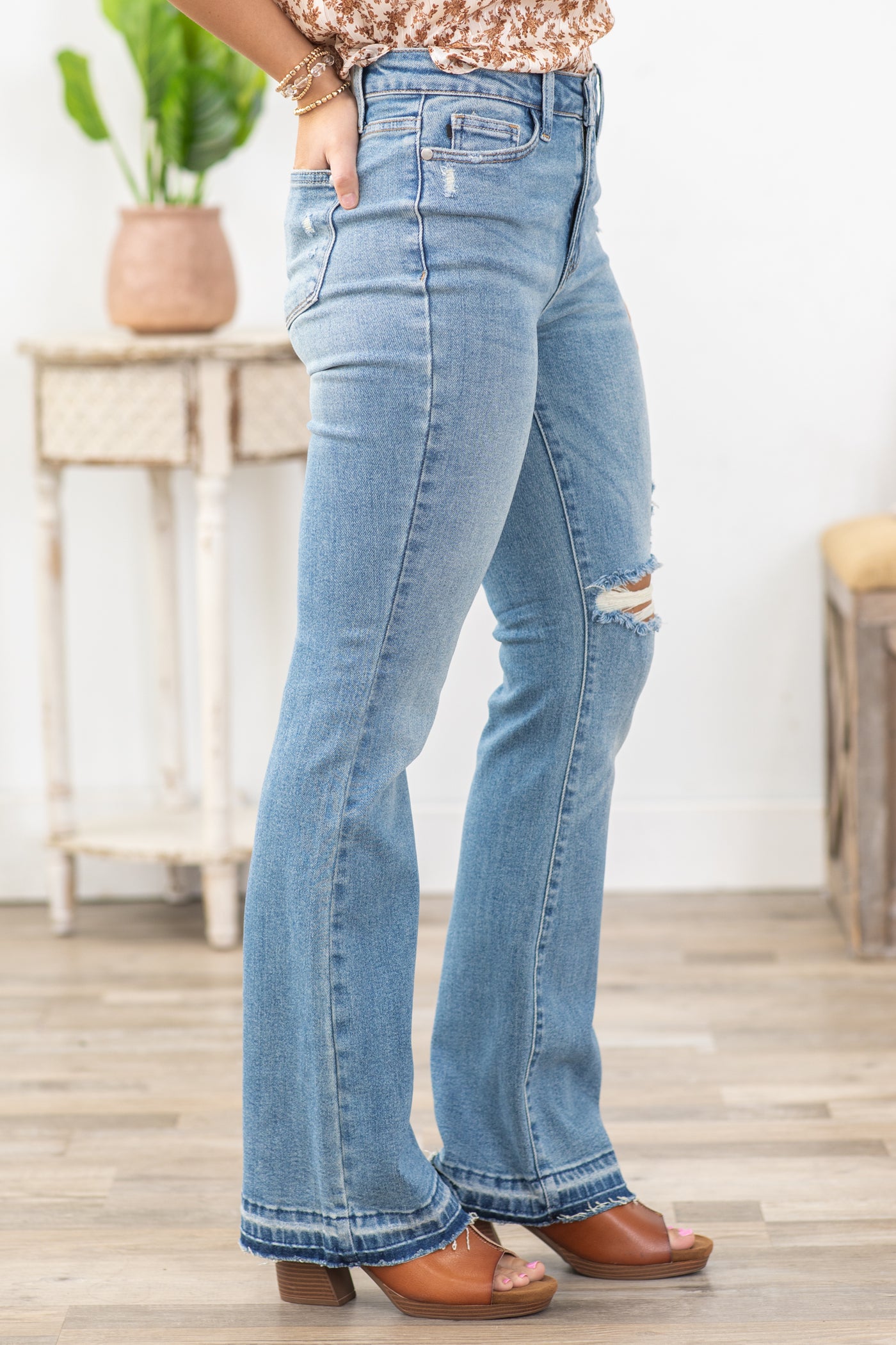 Judy Blue Distressed Released Hem Bootcut Jeans