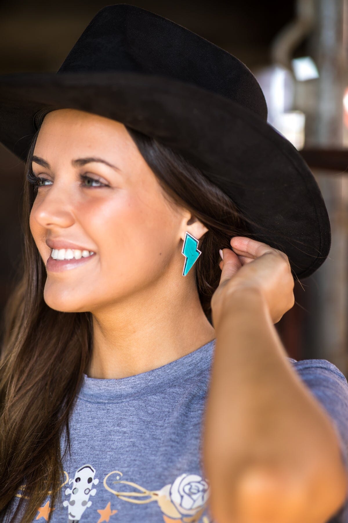 Turquoise Lightning Bolt Stud Earrings - Filly Flair