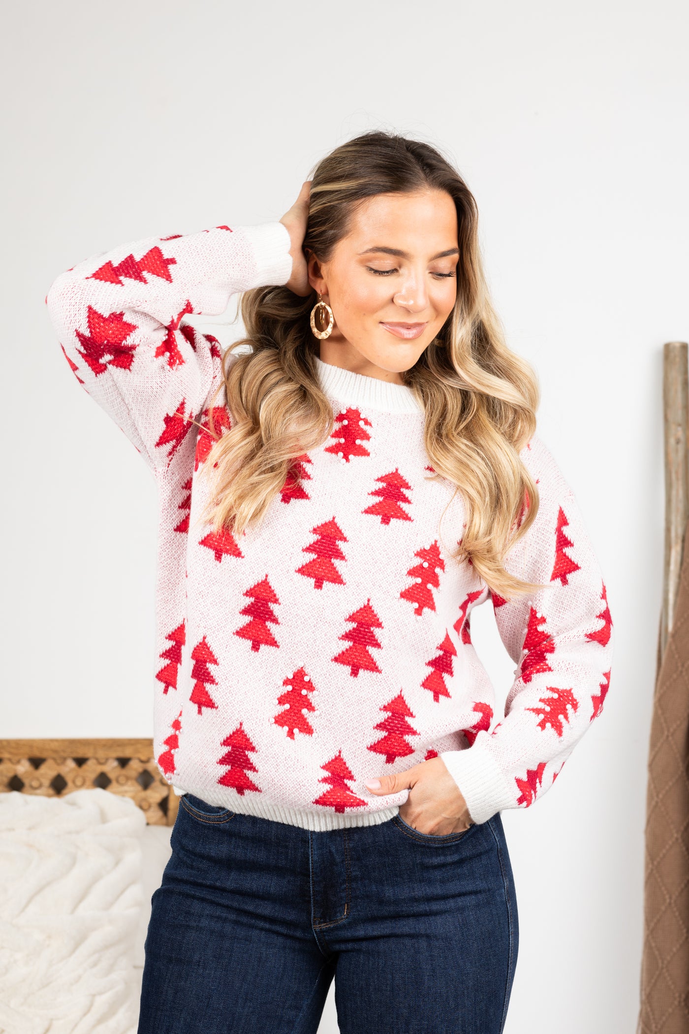 Pearl Tree Pattern Christmas Sweaters