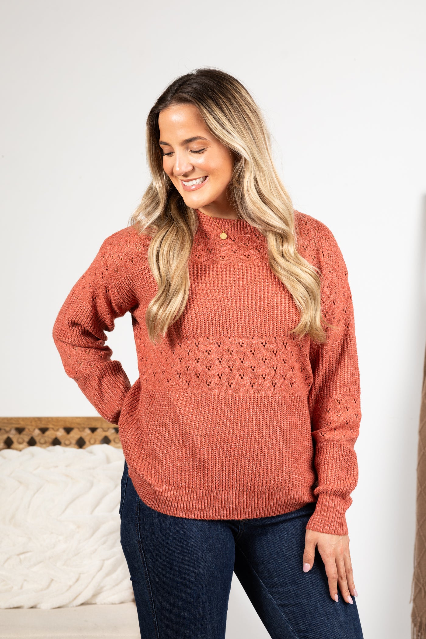 Sweater With Pointelle Detail