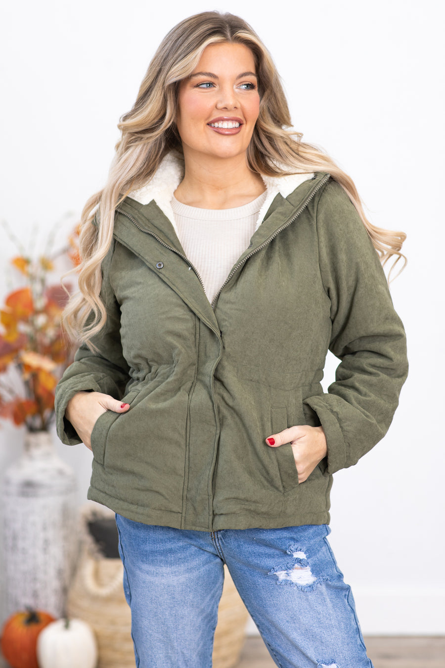 Sage Faux Fur Lined Hooded Jacket