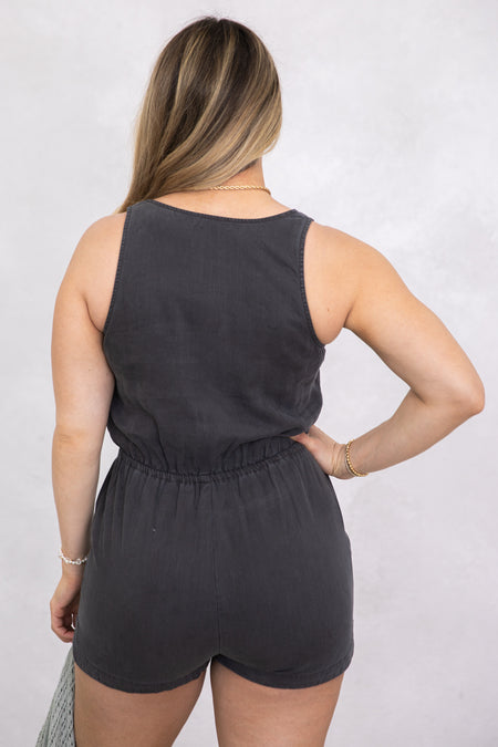 Charcoal Soft Tencel Romper