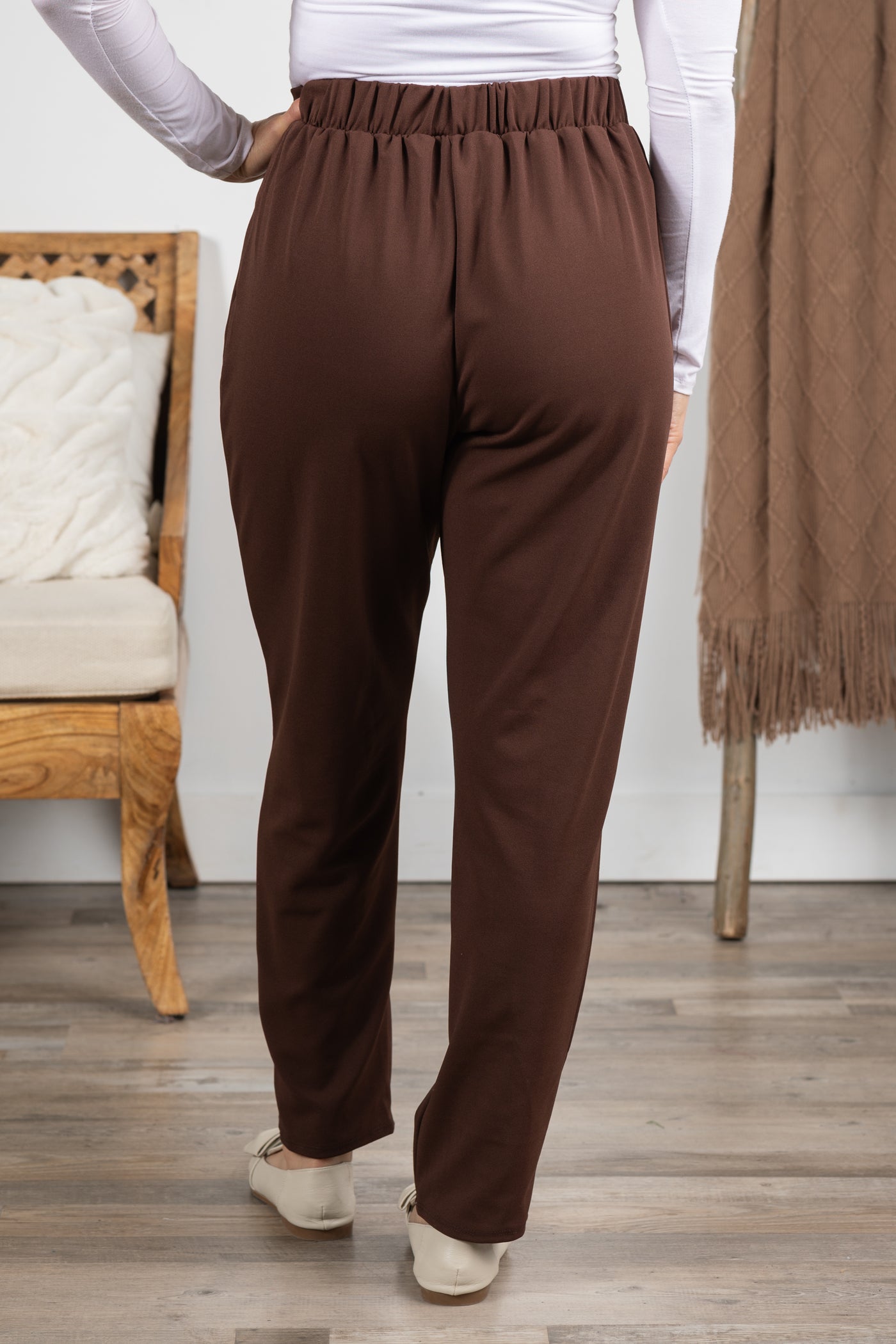 Elastic Waist Techno Crepe Pants